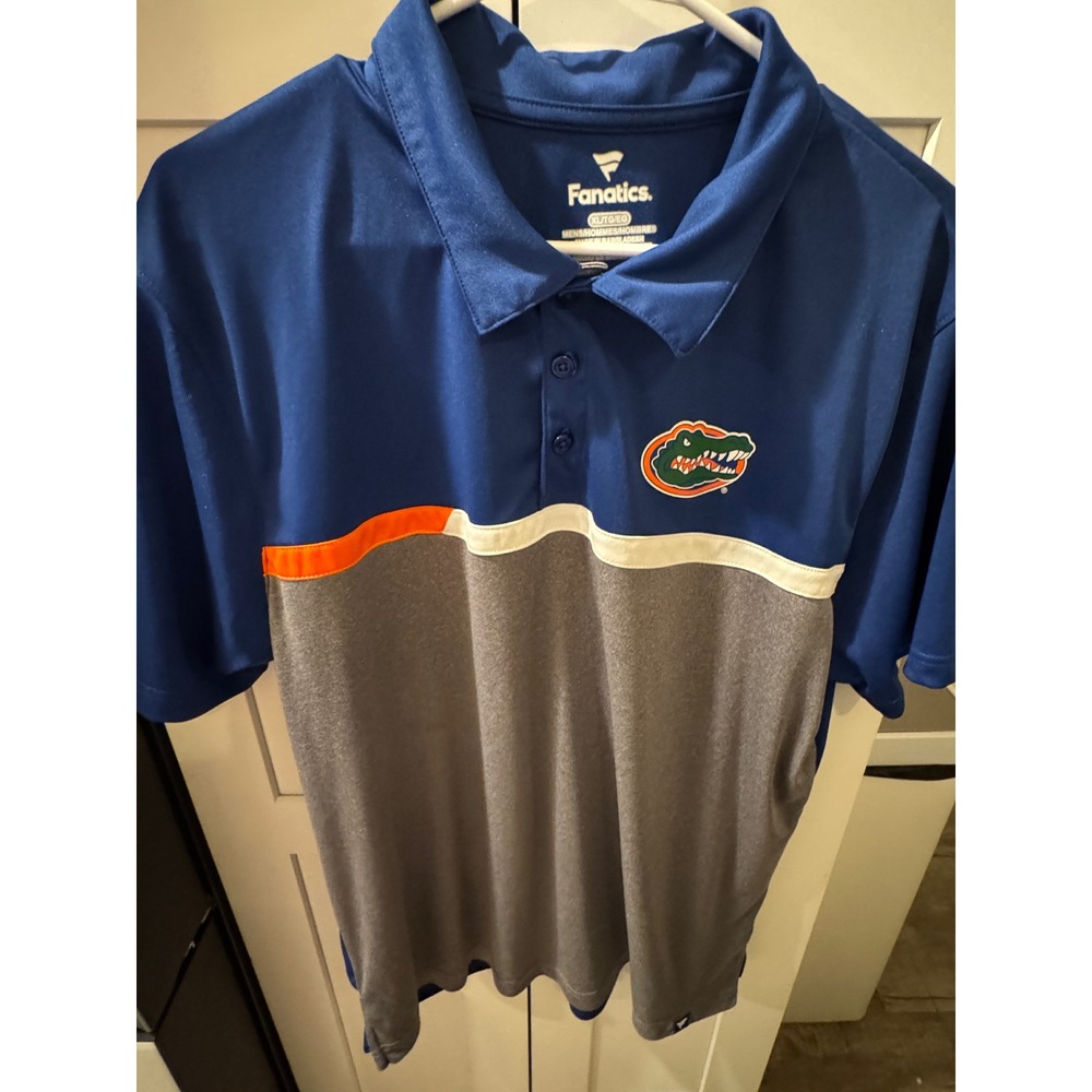 Fanatics Florida Gators Mens XL Polo Shirt Colorblock Blue Grey Performance NCAA